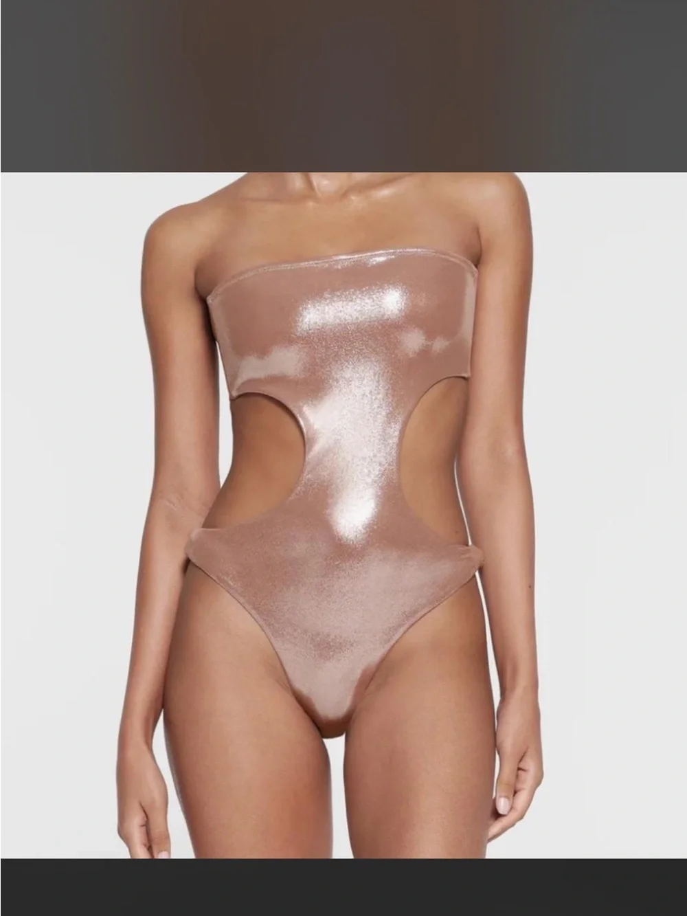 Skims liquid shine cut out one piece size medium champagne.
